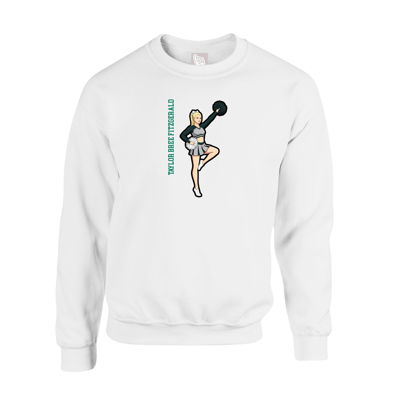 Fleece Crew — Name Vertical in White