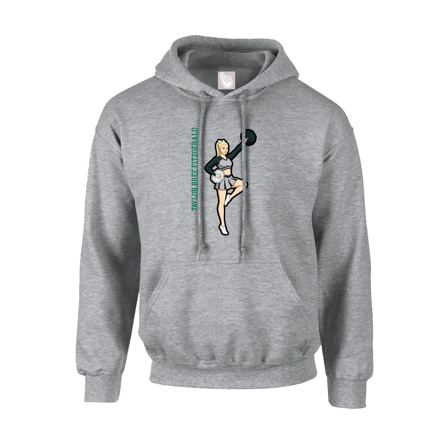 Youth Hoodie — Name Vertical in Grey