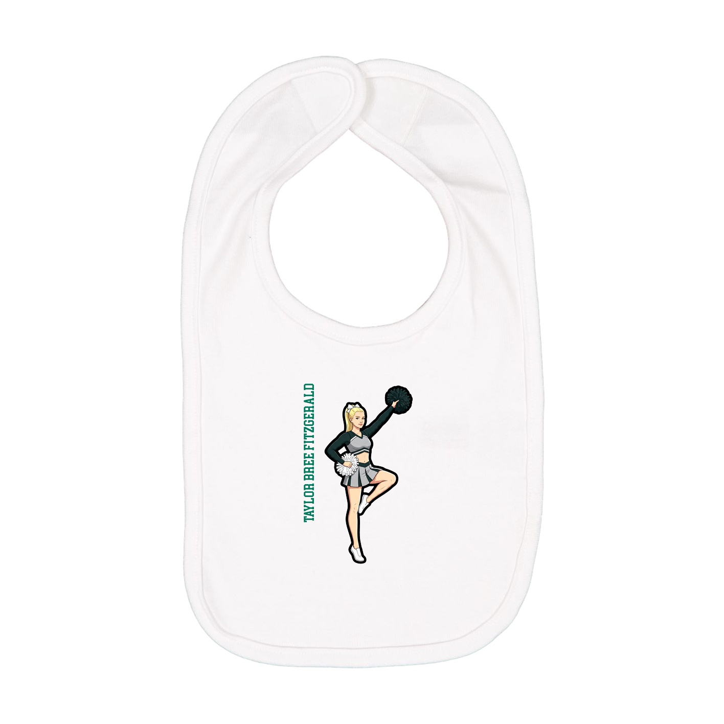 Infant Bib — Name Vertical in White