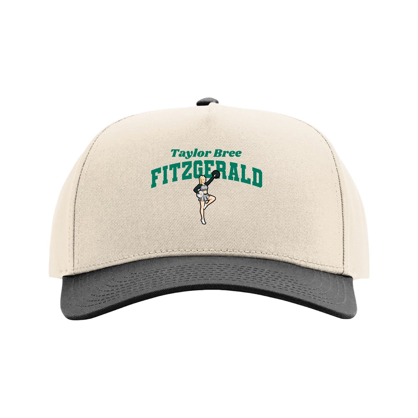 Full Fabric Five-Panel Champ Cap — Signature Arch in Cream/Black