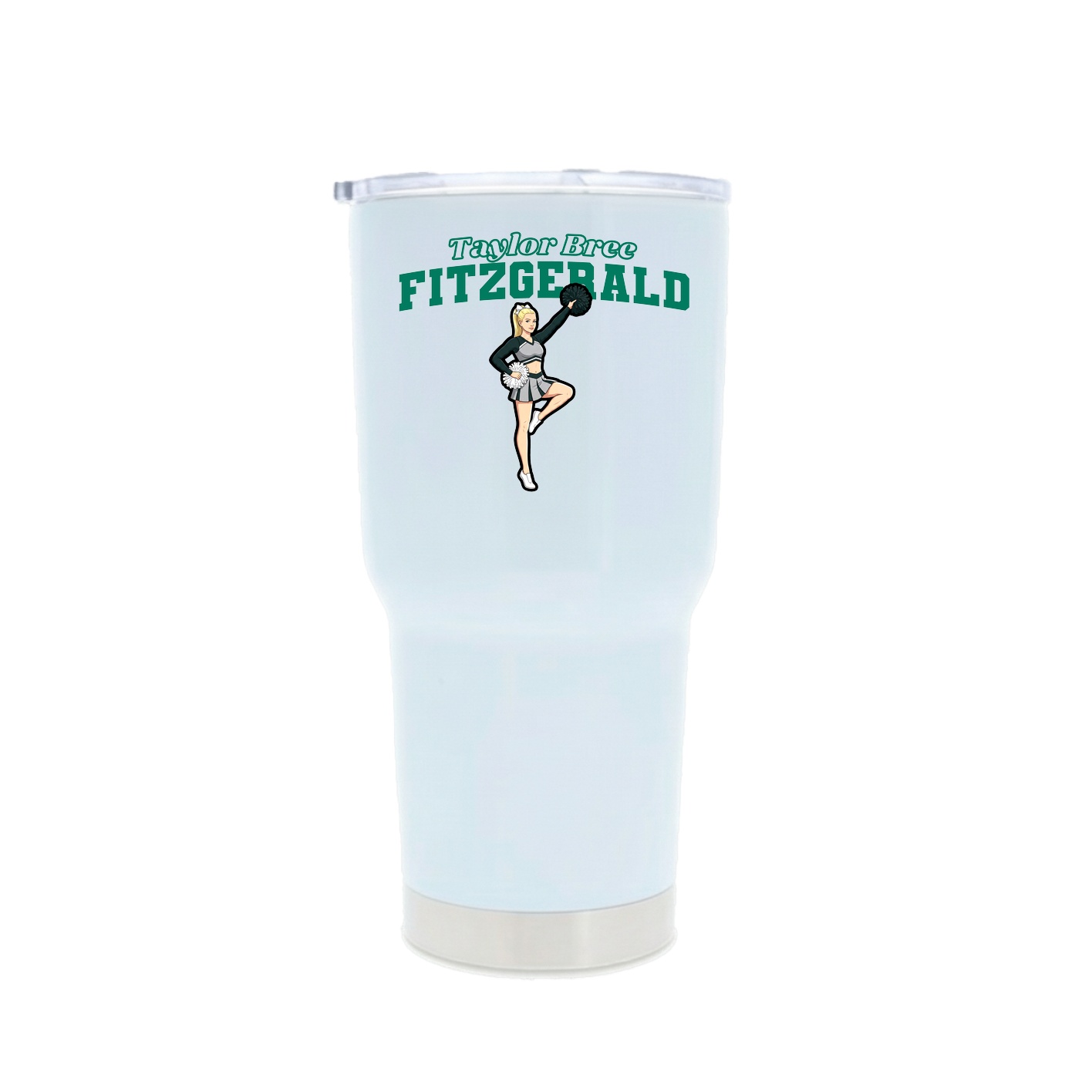 30oz Stainless Steel Tumbler — Name Arch in White