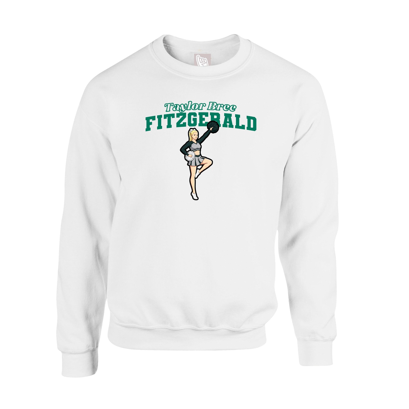 Fleece Crew — Name Arch in White