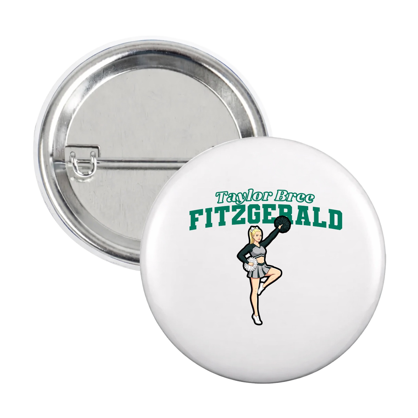 Game Day Button — Name Arch in White