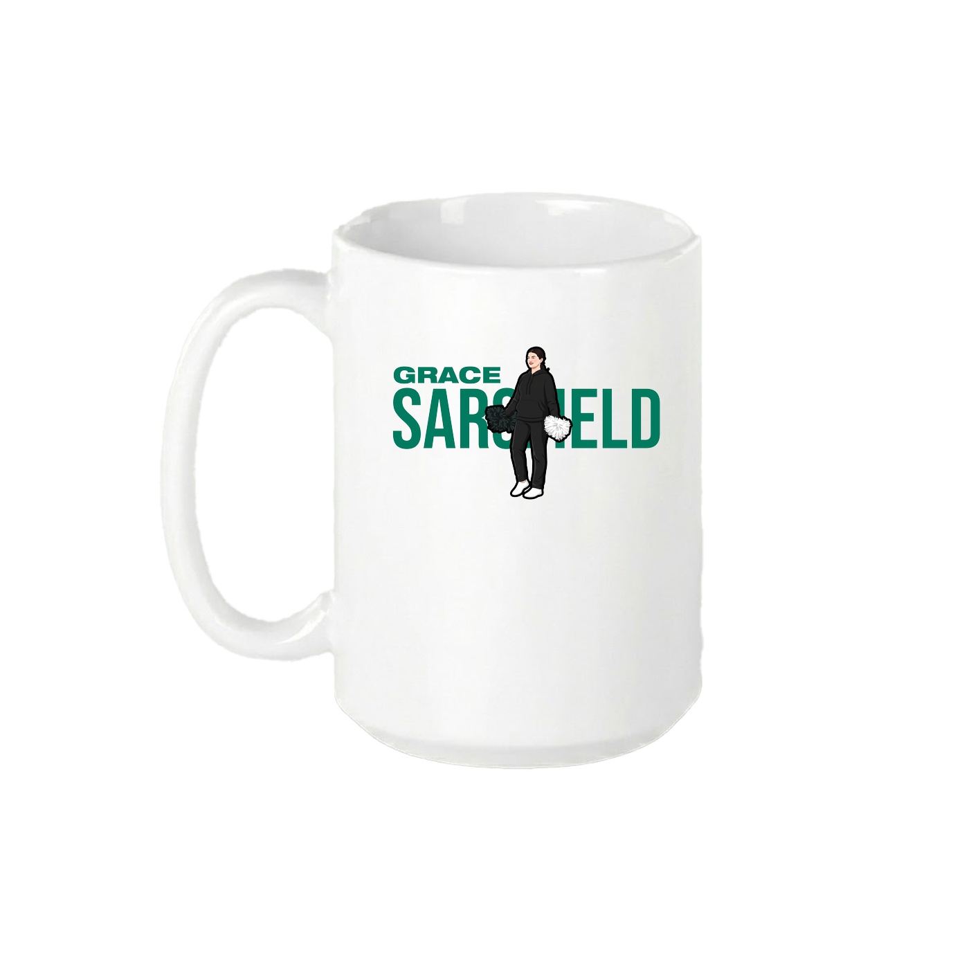 15oz Coffee Mug — Player Name in White