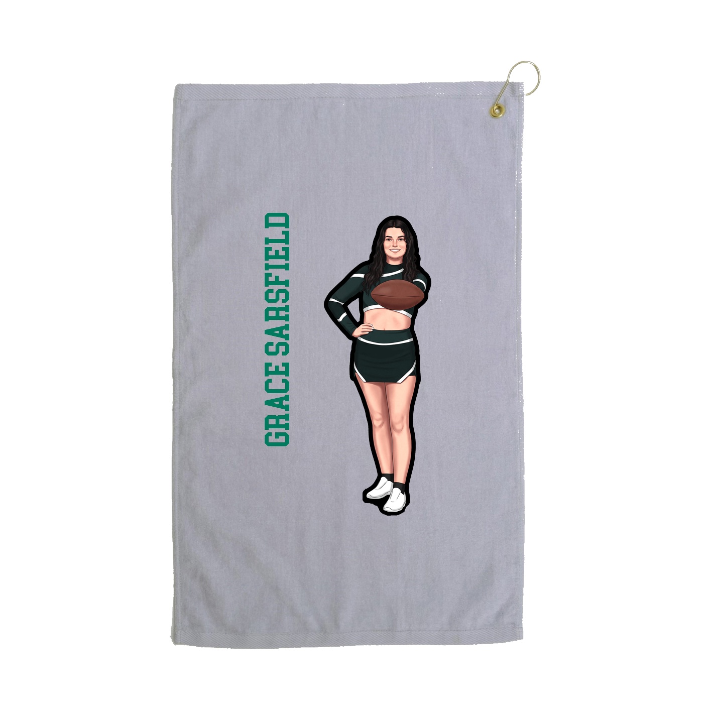 Golf Towel — Name Vertical in Grey