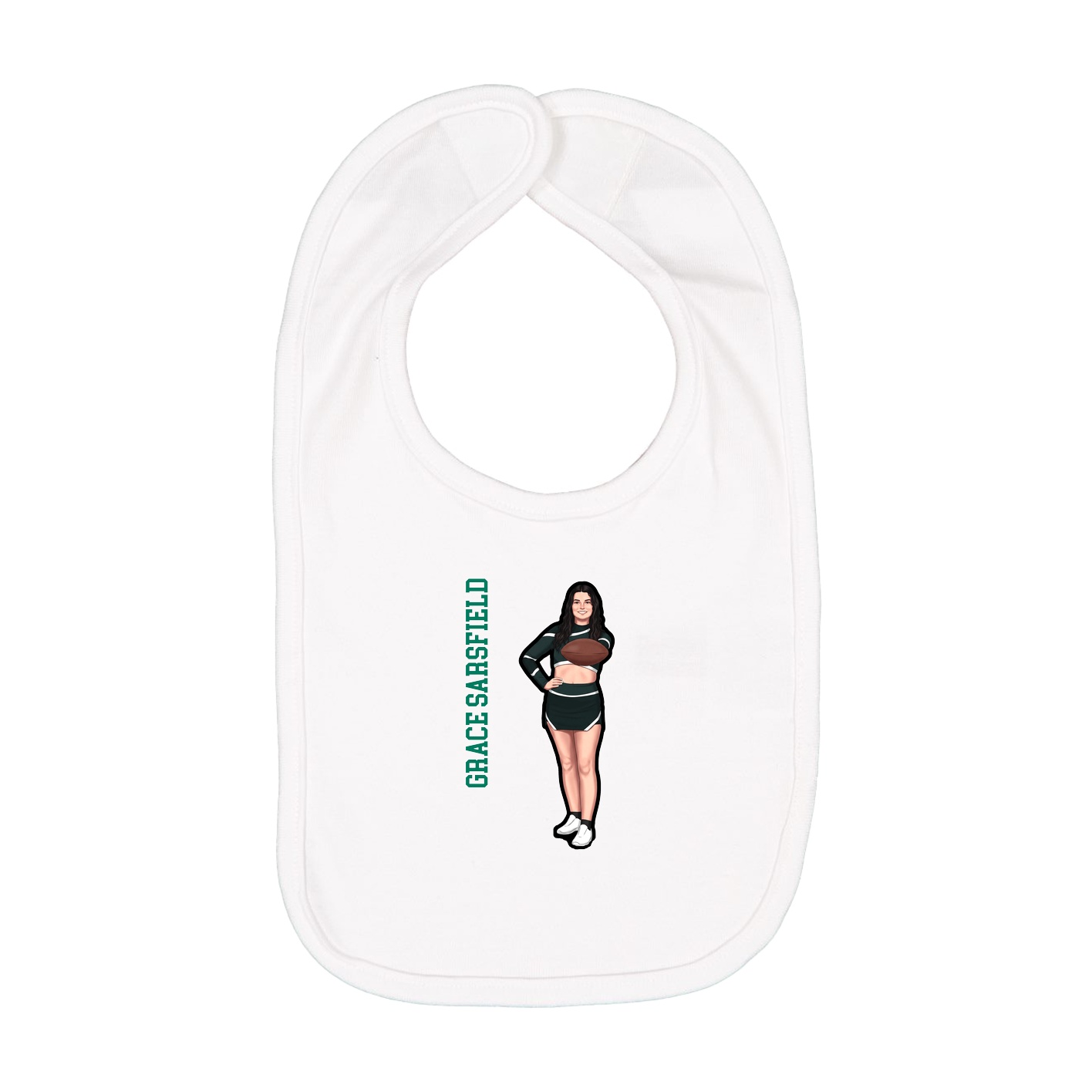 Infant Bib — Name Vertical in White
