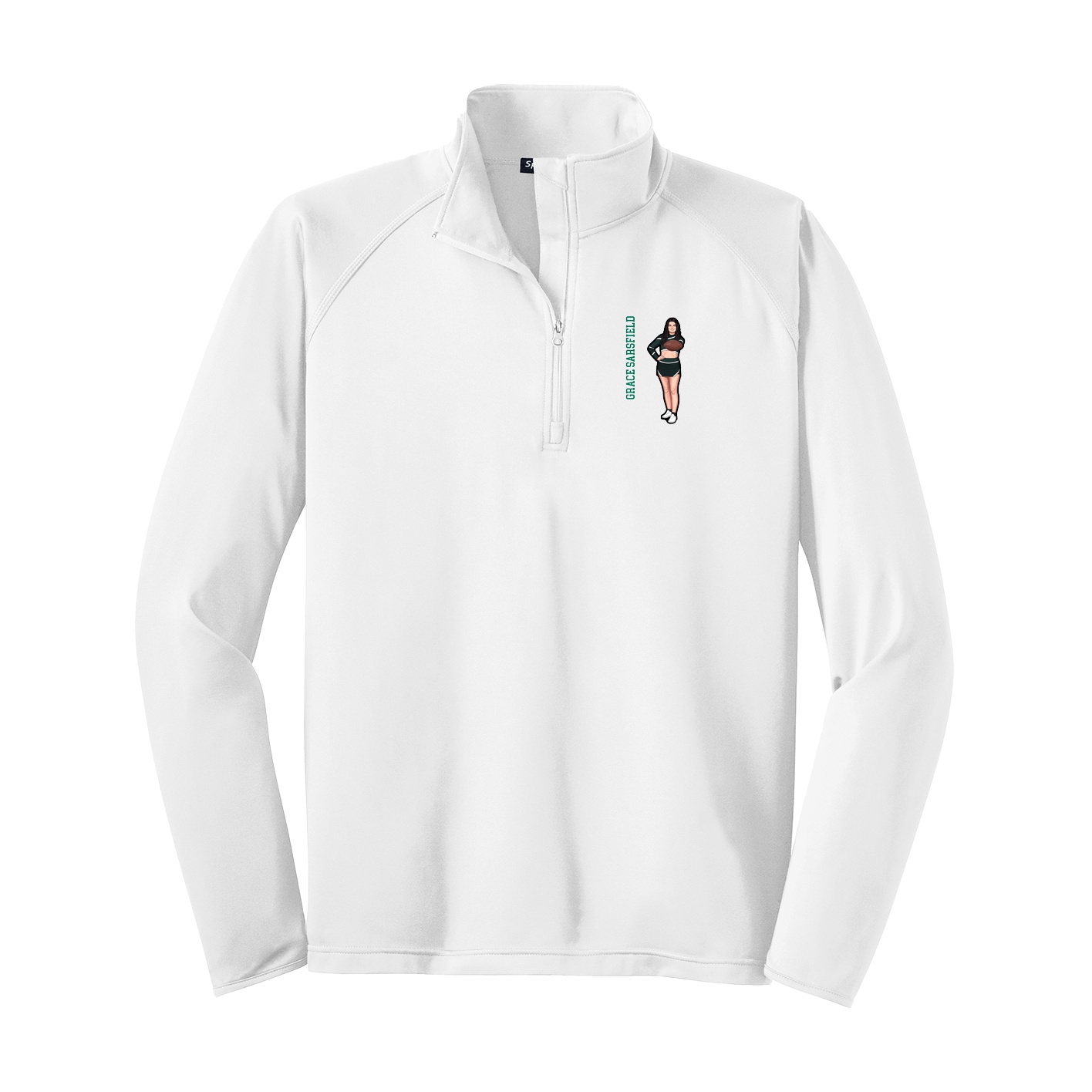 Q-Zip Pullover — Name Vertical in White