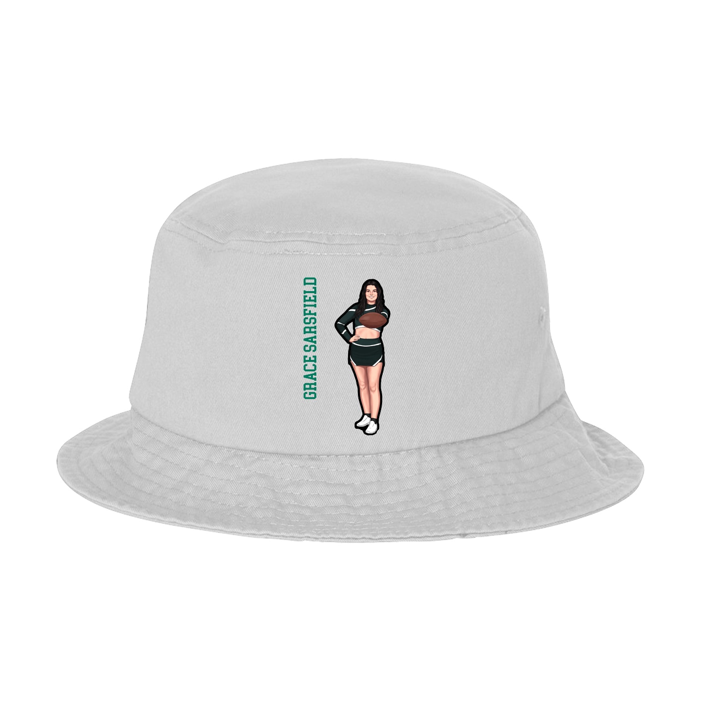 Bucket Cap — Name Vertical in White