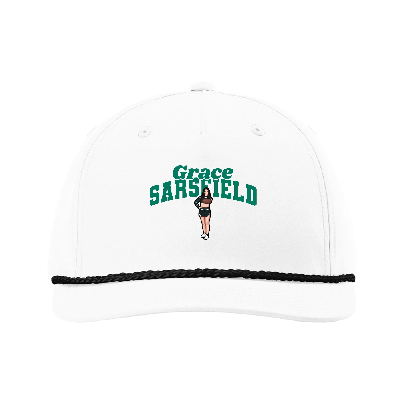 Five-Panel Classic Rope Cap — Signature Arch in White