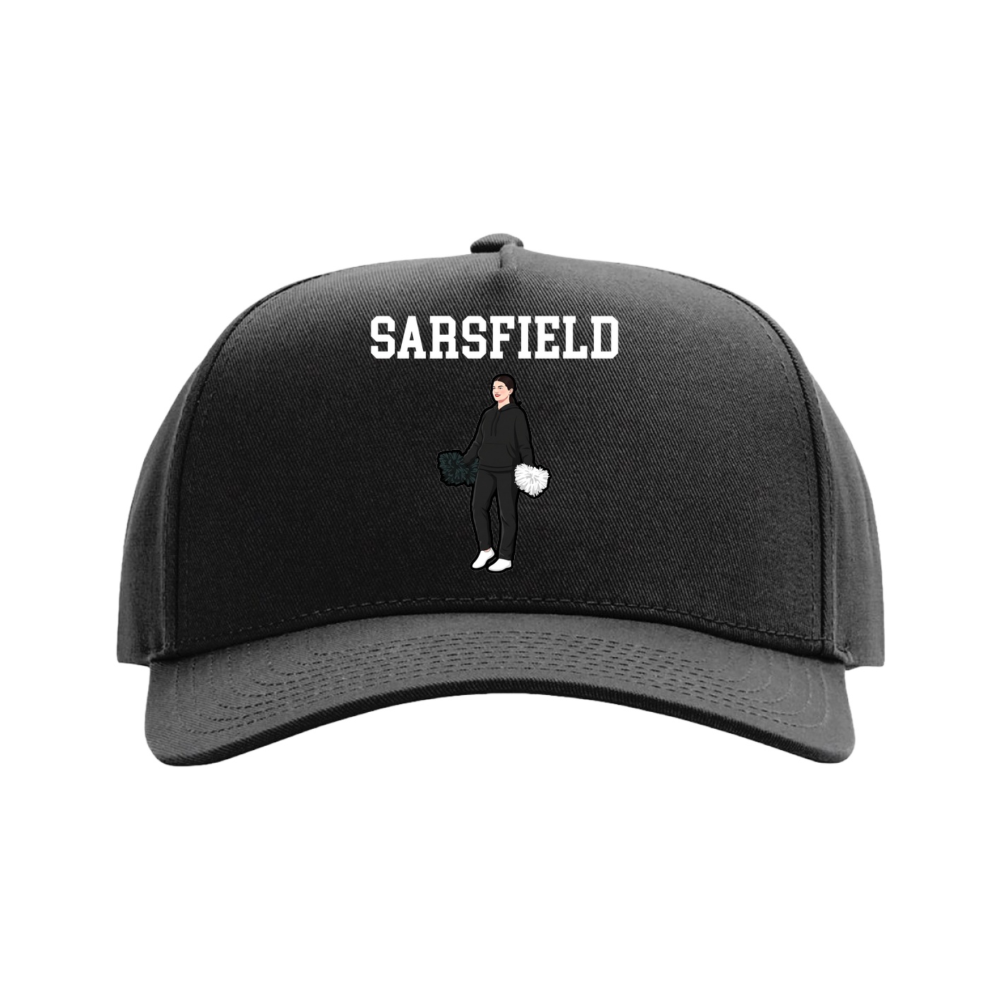 Full Fabric Five-Panel Champ Cap — Shirsey in Black