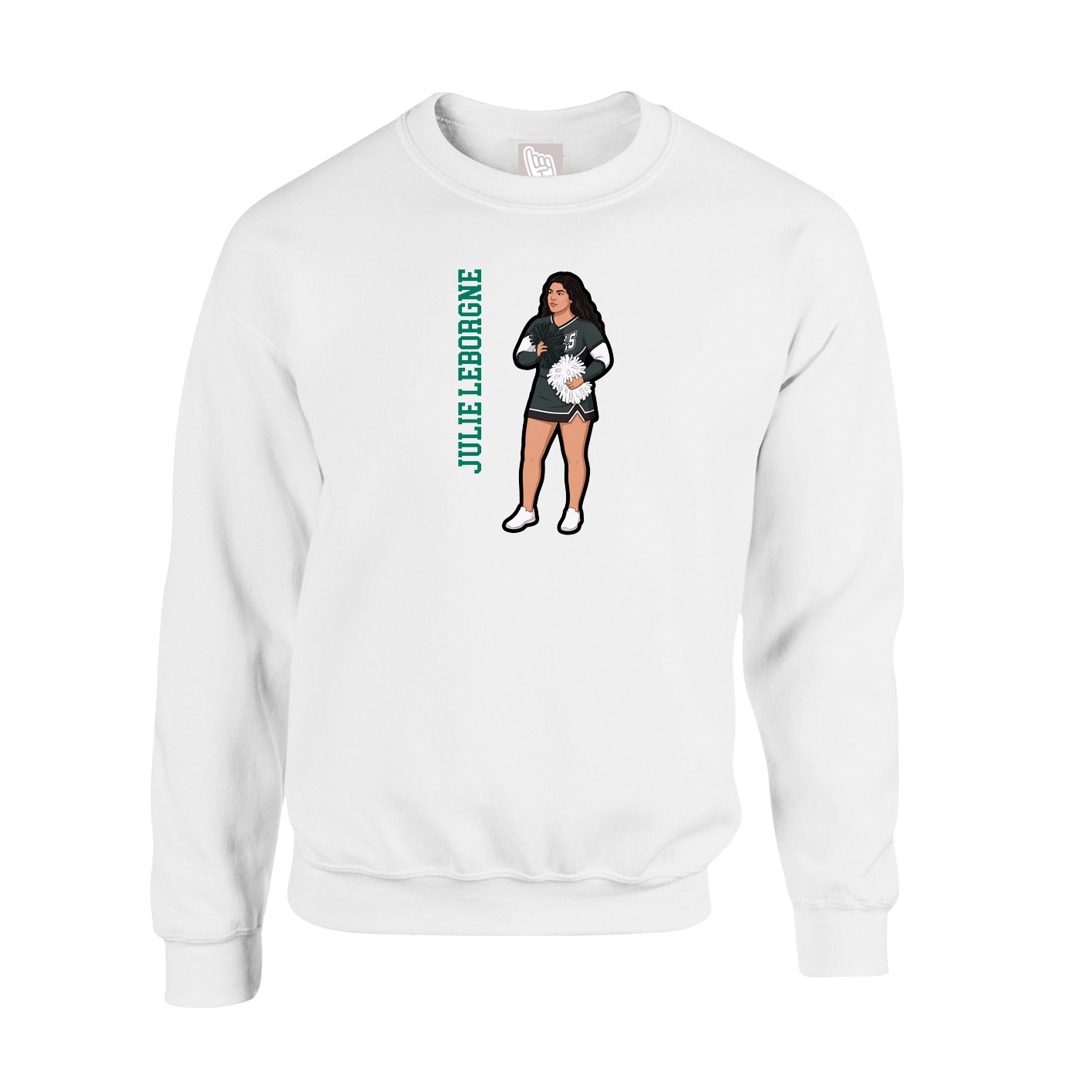 Fleece Crew — Name Vertical in White