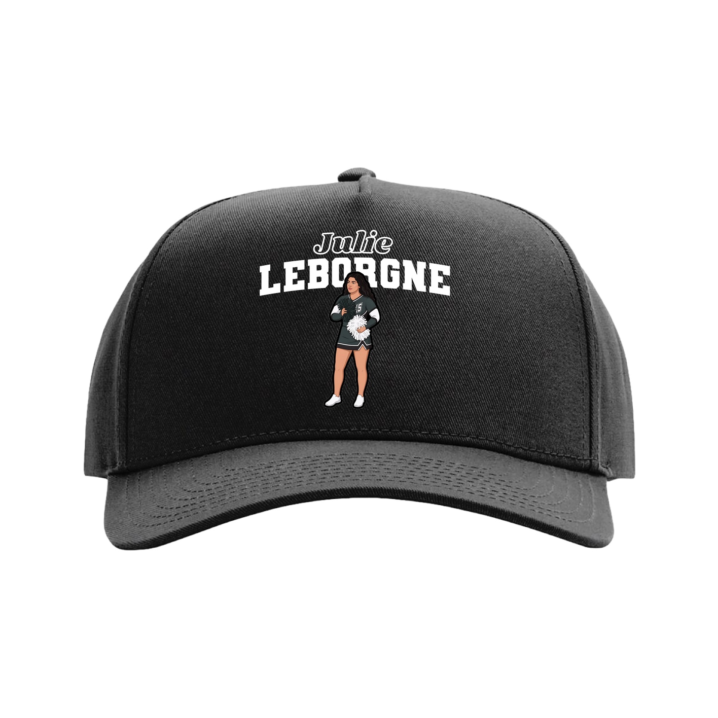 Full Fabric Five-Panel Champ Cap — Name Arch in Black