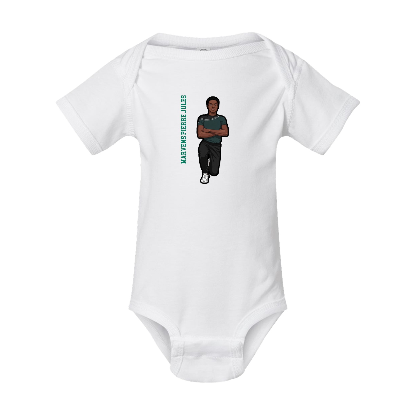 Baby Onesie — Name Vertical in White