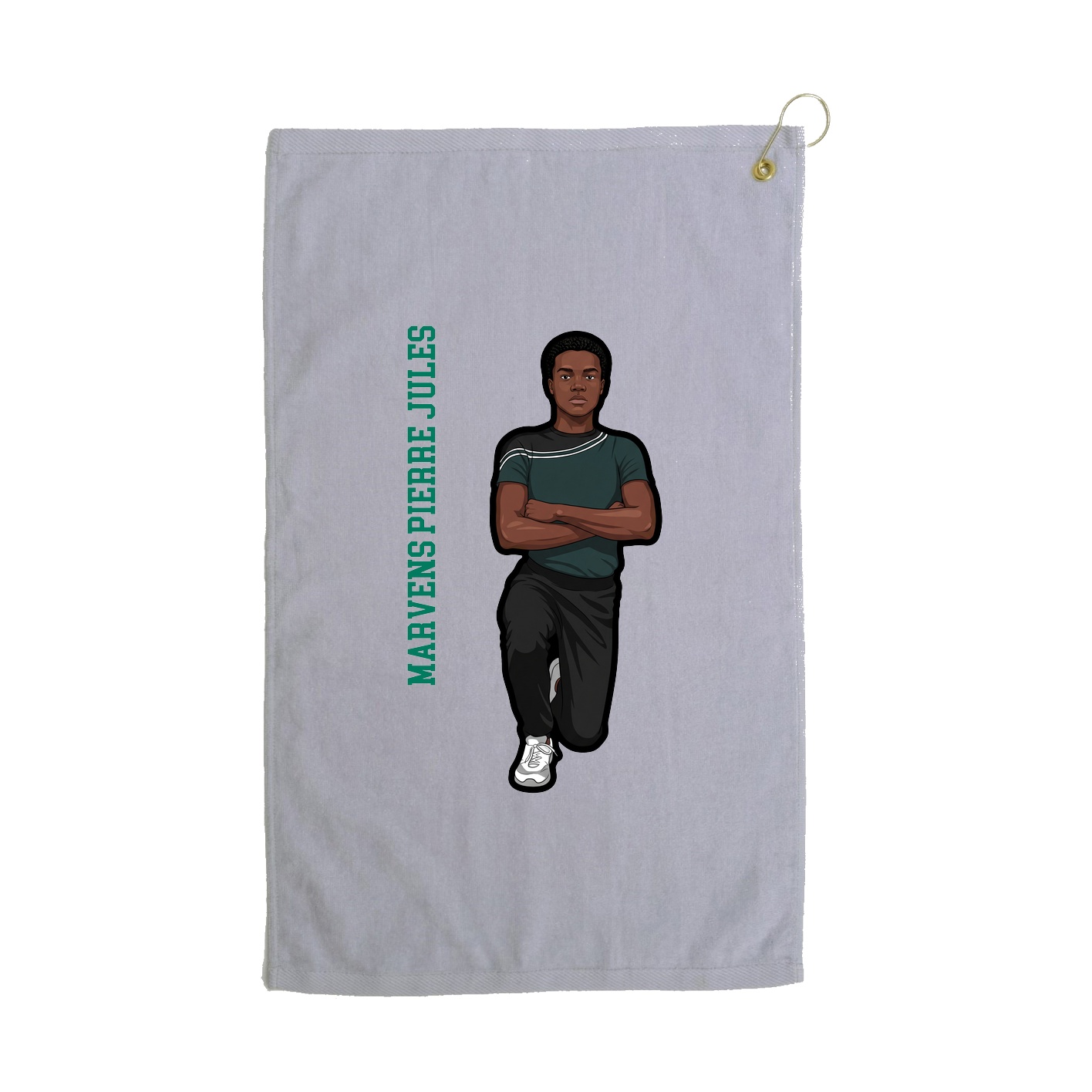 Golf Towel — Name Vertical in Grey