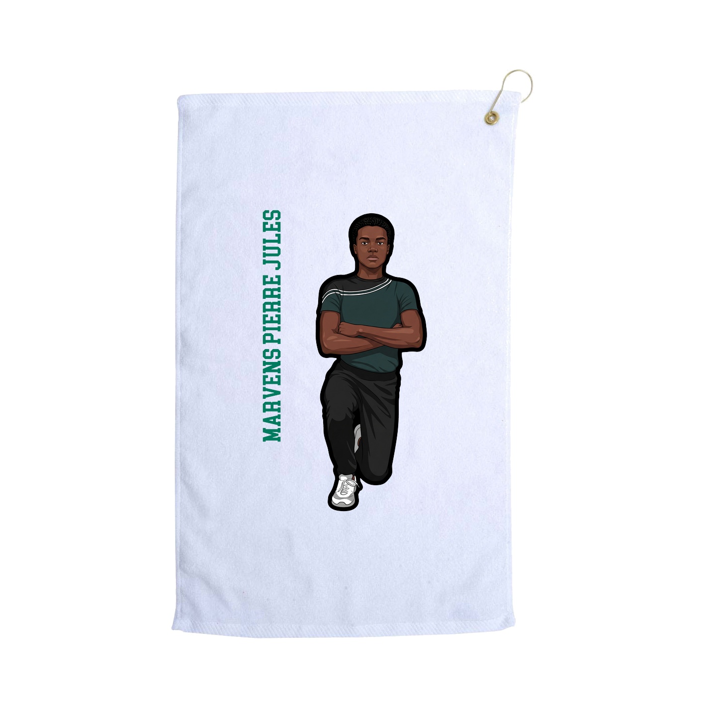 Golf Towel — Name Vertical in White