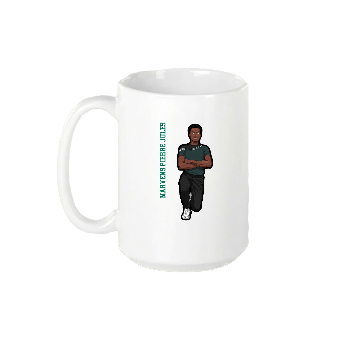 15oz Coffee Mug — Name Vertical in White
