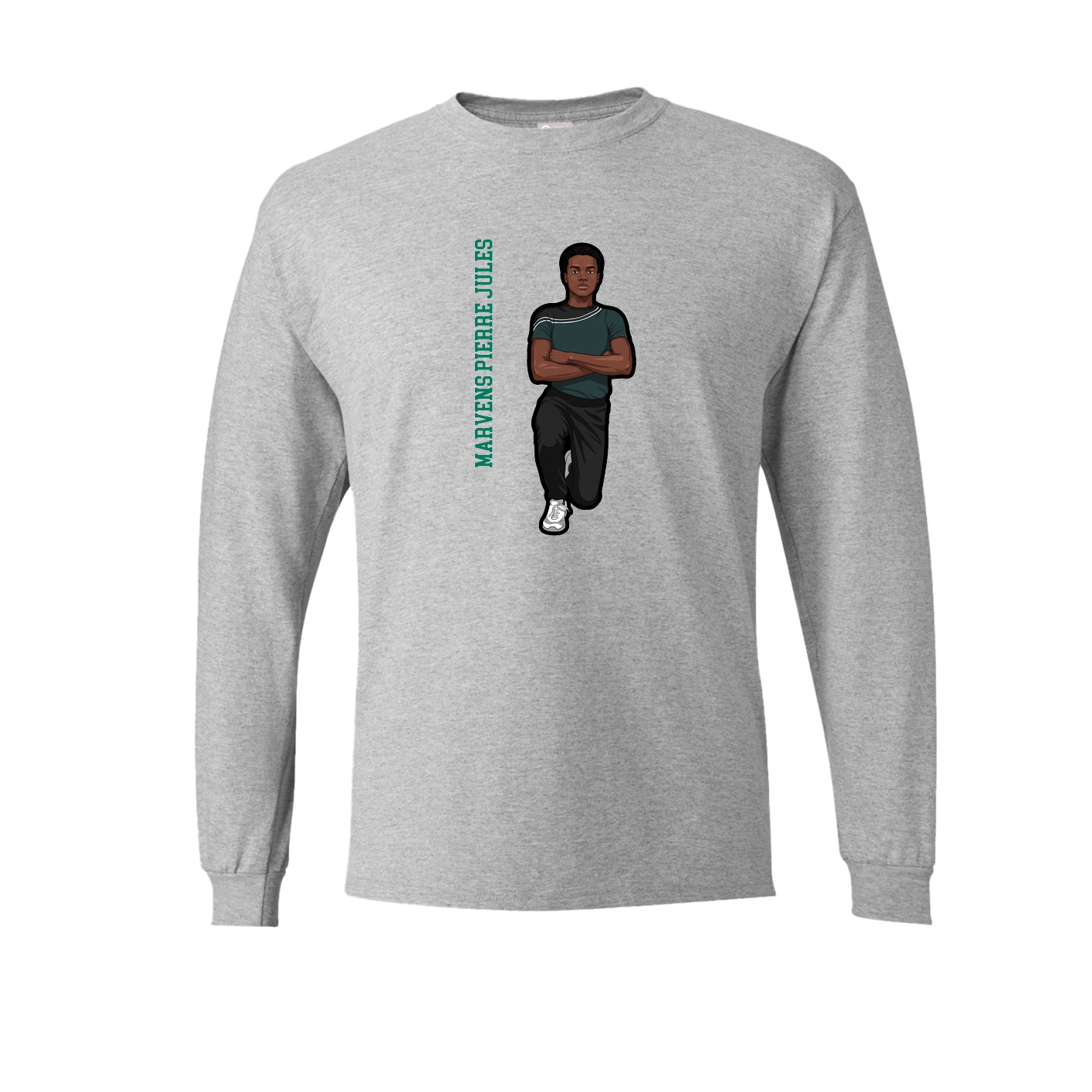 Long Sleeve Tee — Name Vertical in Grey