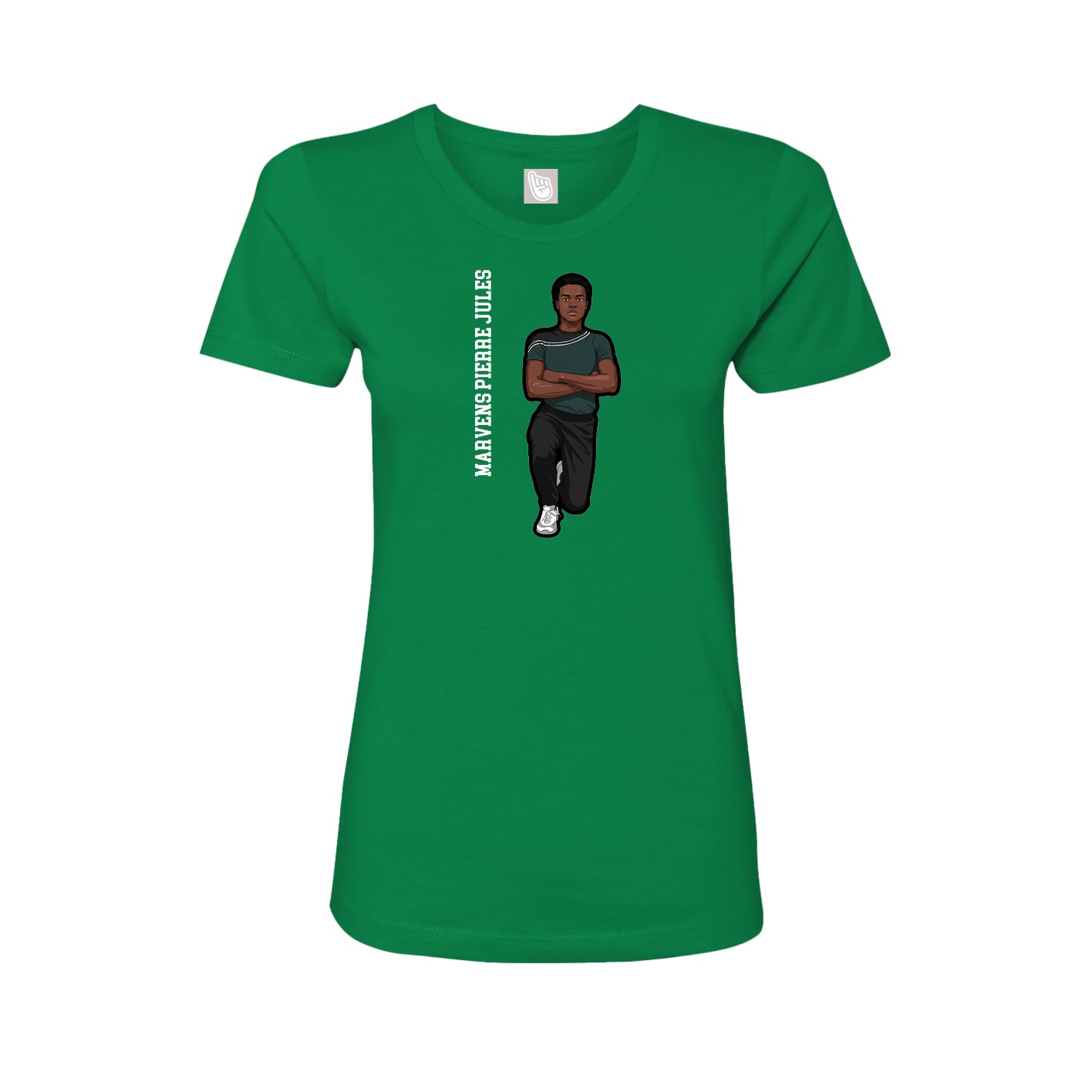 Womens Tee — Name Vertical in Green