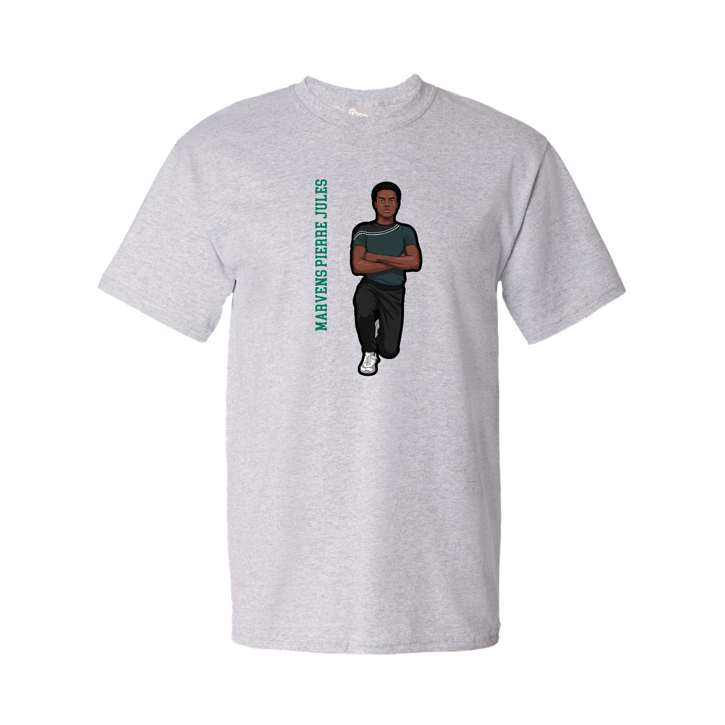 Youth Tee — Name Vertical in Grey