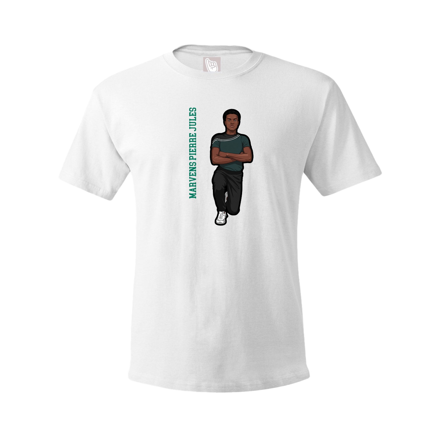 Youth Tee — Name Vertical in White