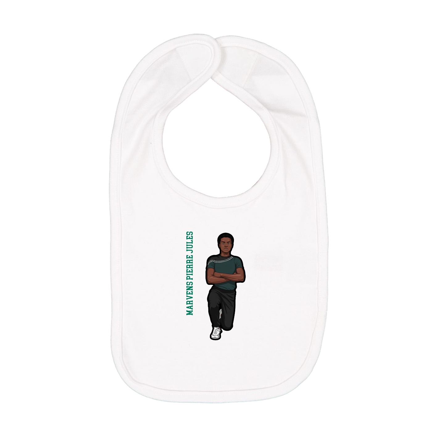 Infant Bib — Name Vertical in White