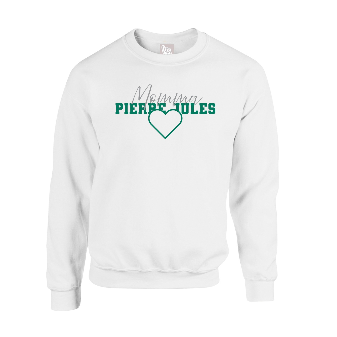 Fleece Crew — Mothers Day Heart in White