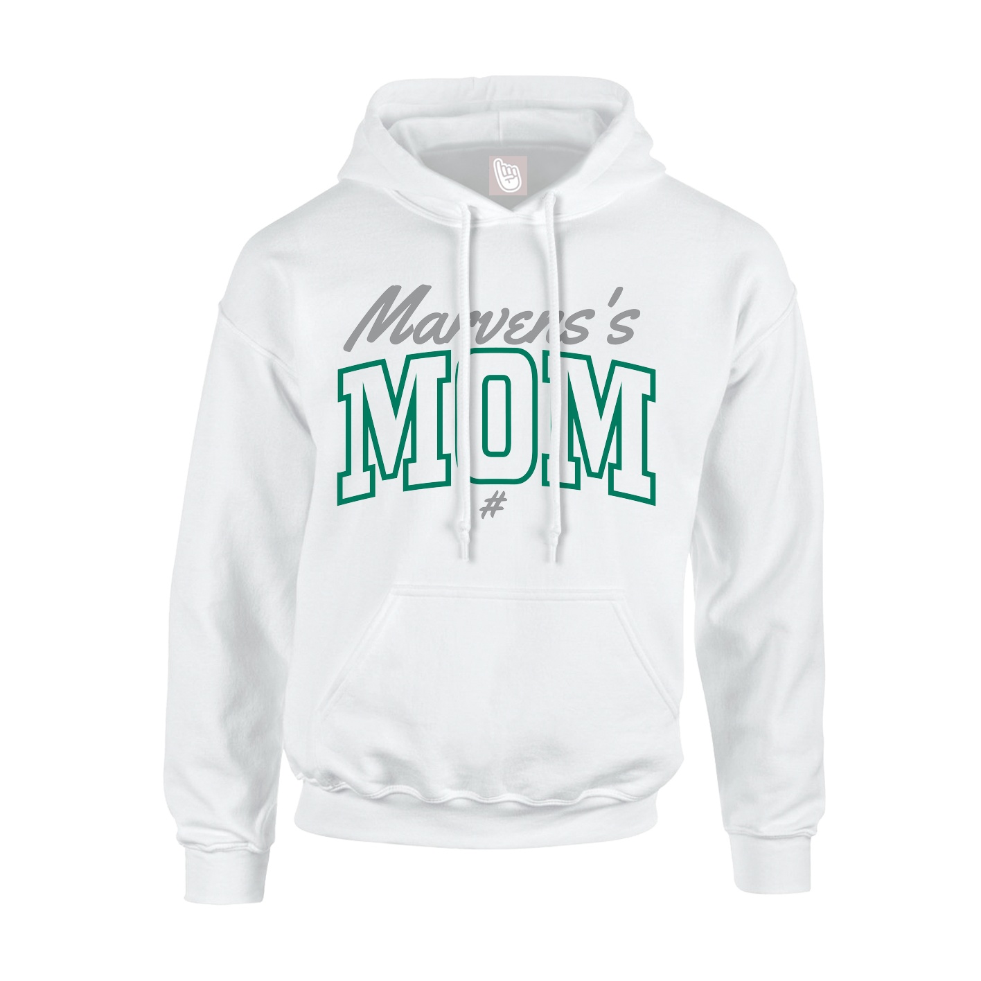 Youth Hoodie — Mothers Day Arch Script in White