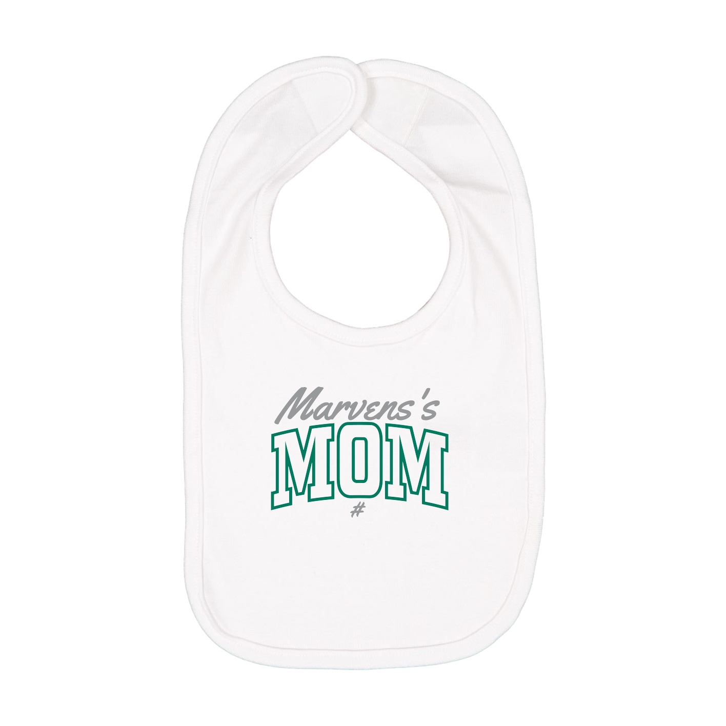 Infant Bib — Mothers Day Arch Script in White