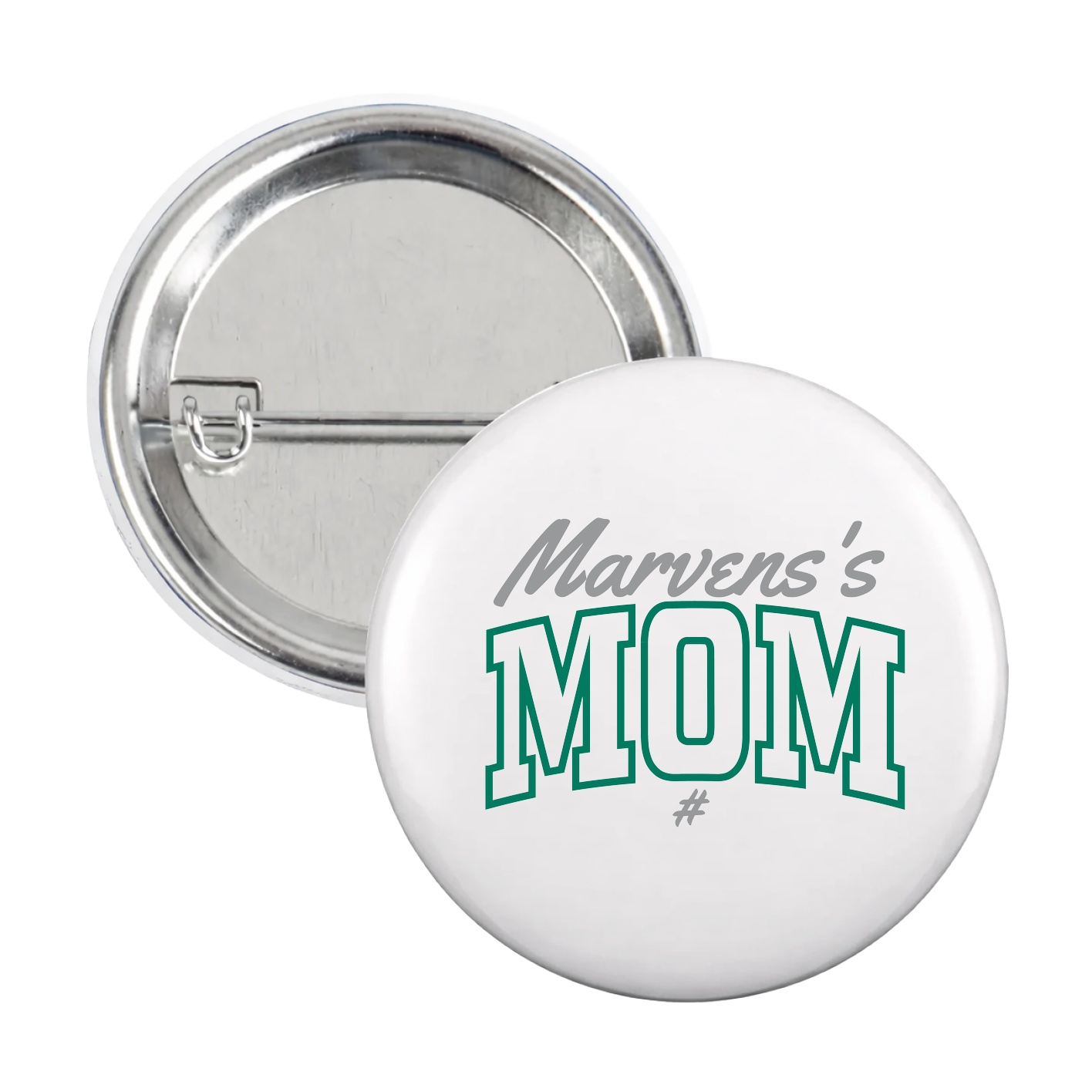 Game Day Button — Mothers Day Arch Script in White