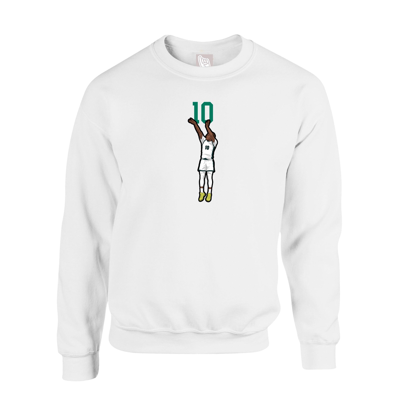 Fleece Crew — Number Top in White
