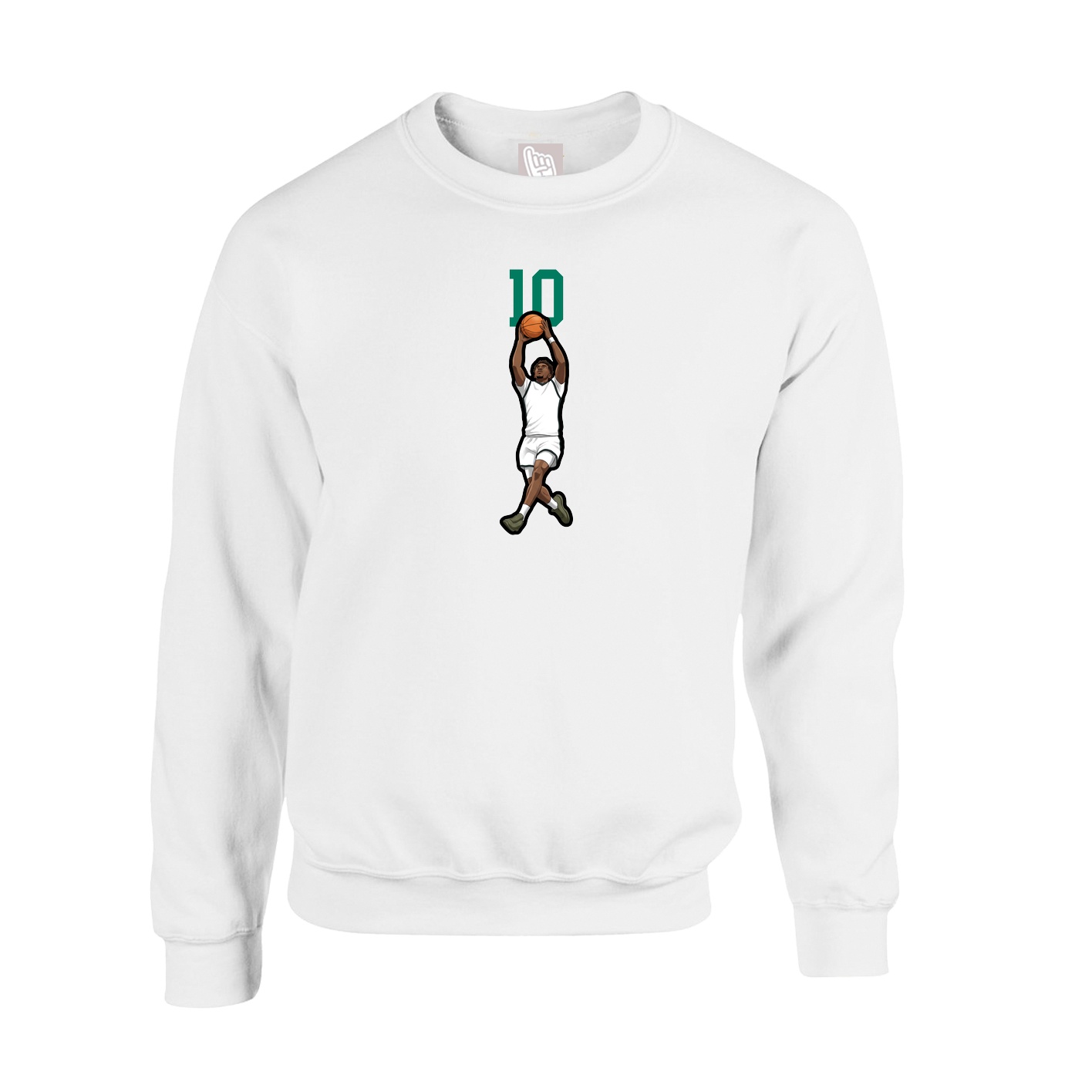 Fleece Crew — Number Top in White