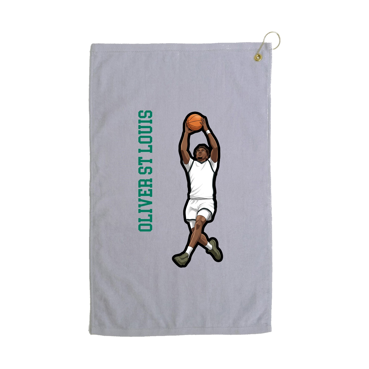 Golf Towel — Name Vertical in Grey