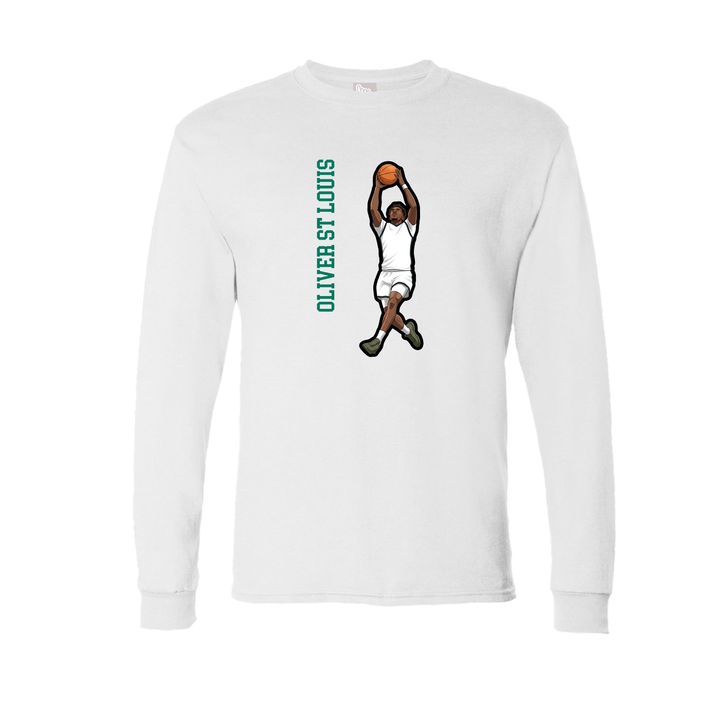 Long Sleeve Tee — Name Vertical in White