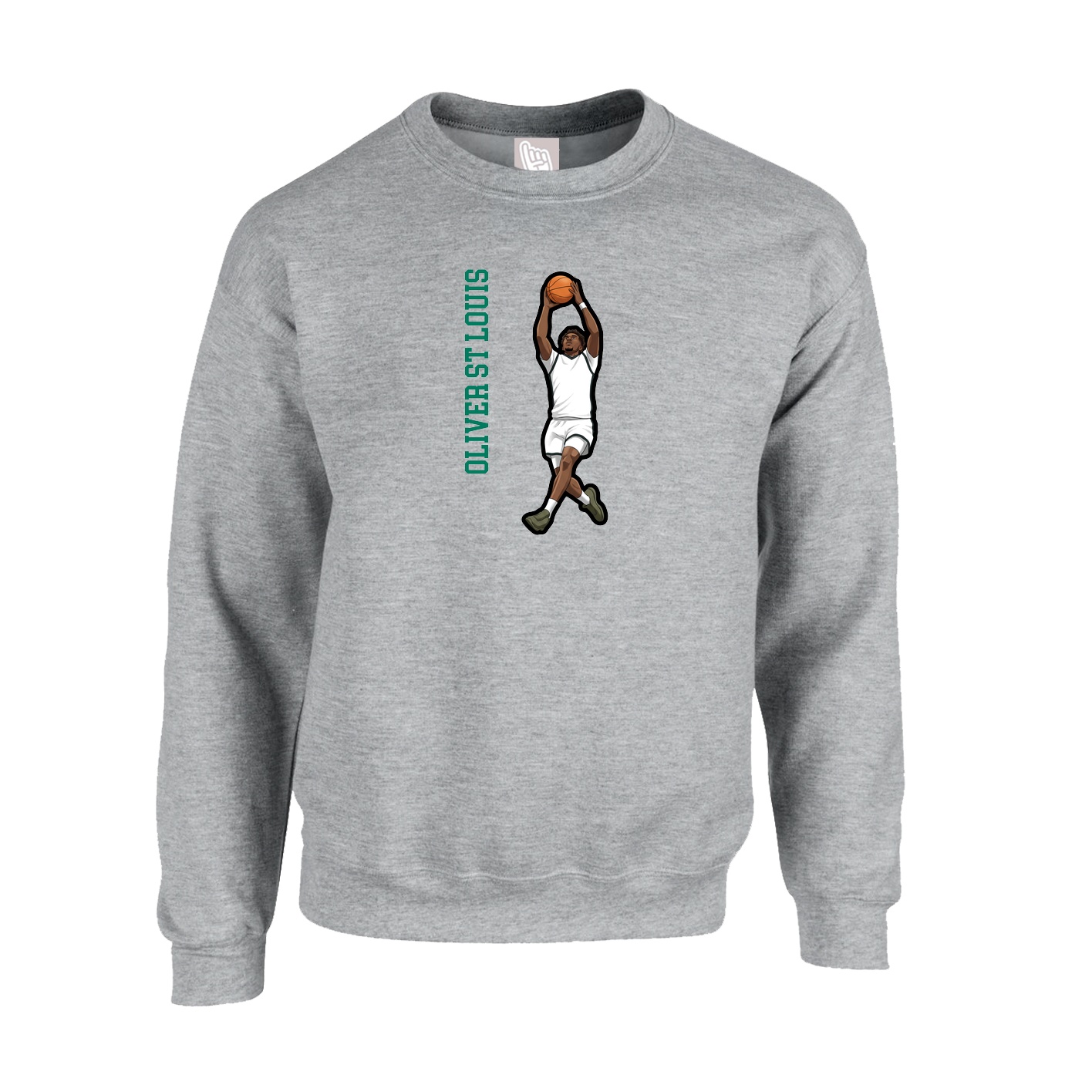 Fleece Crew — Name Vertical in Grey