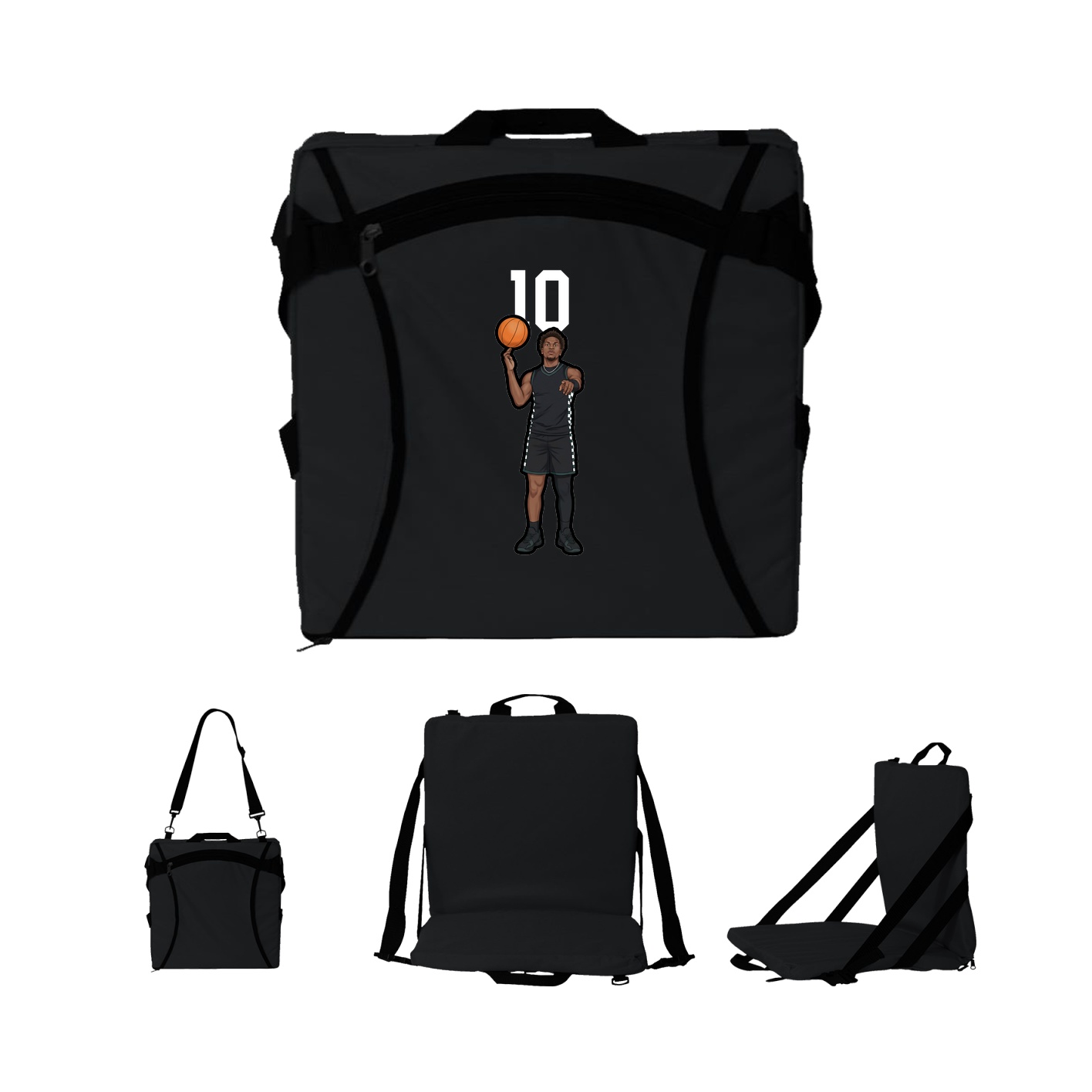 Folding Stadium Seat — Number Top in Black