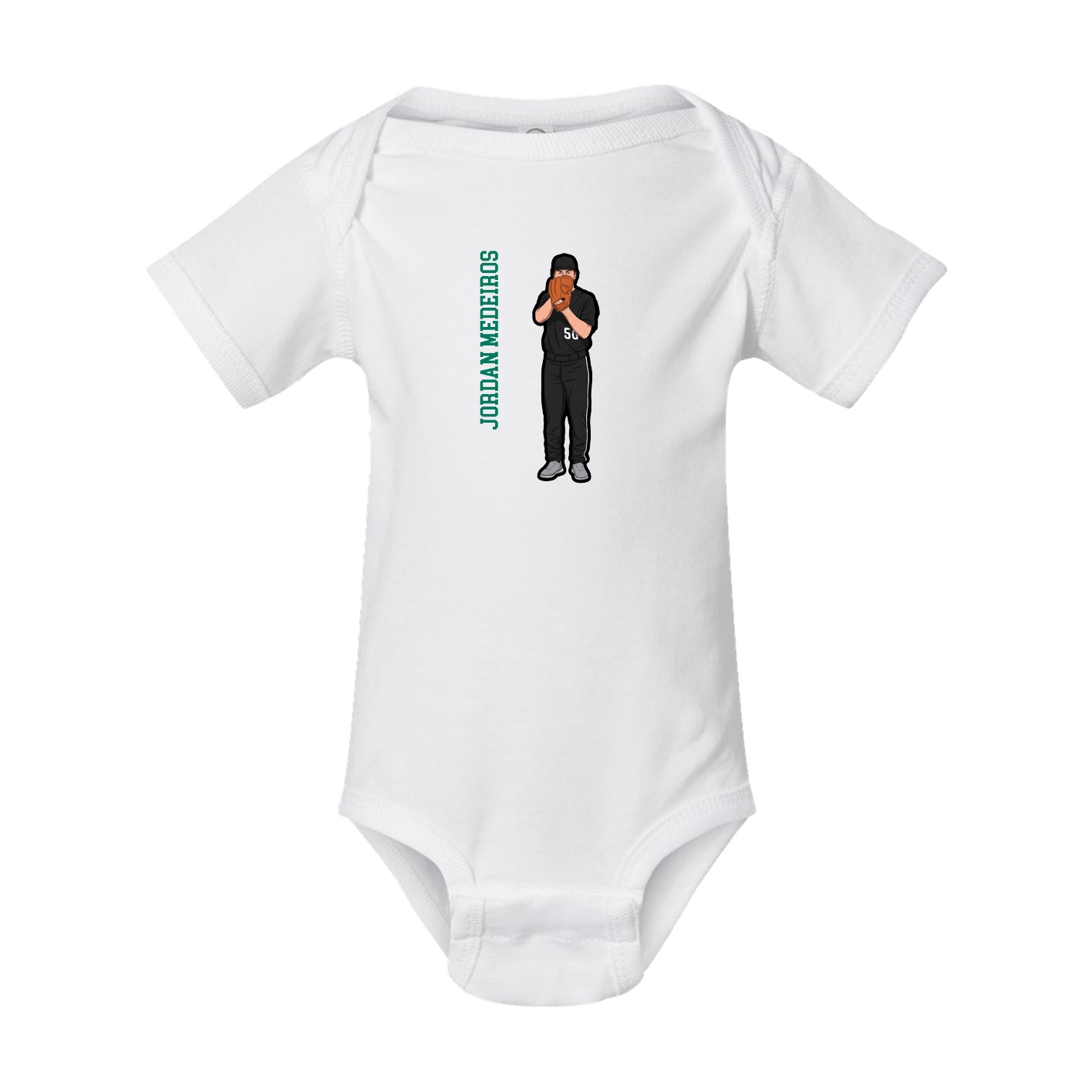 Baby Onesie — Name Vertical in White