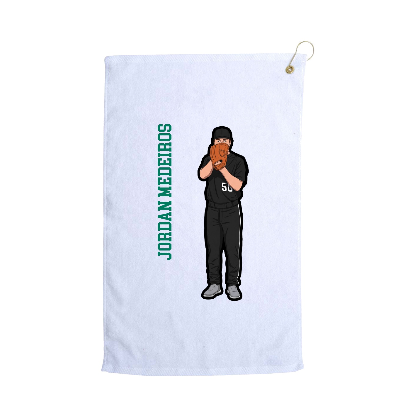 Golf Towel — Name Vertical in White