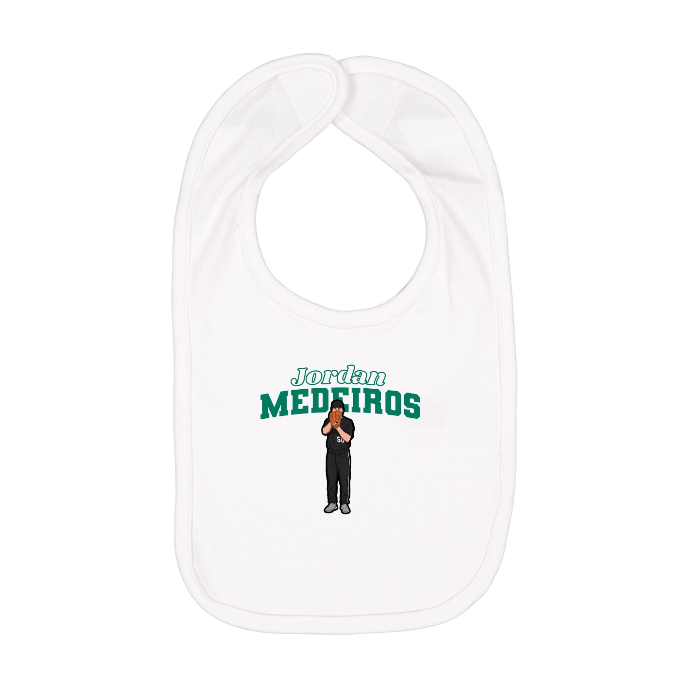 Infant Bib — Name Arch in White