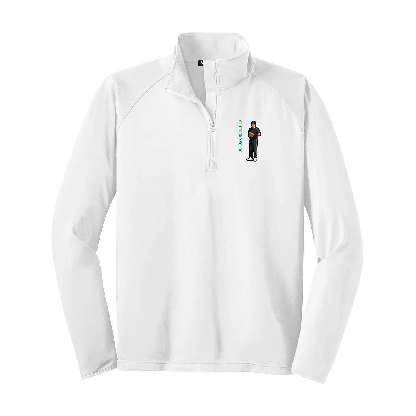 Q-Zip Pullover — Name Vertical in White