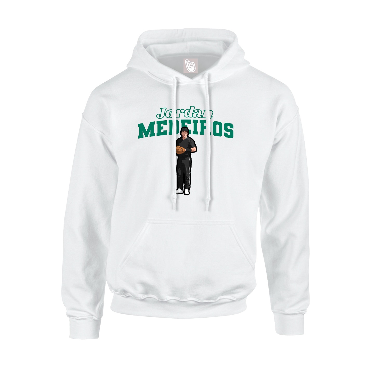 Youth Hoodie — Name Arch in White