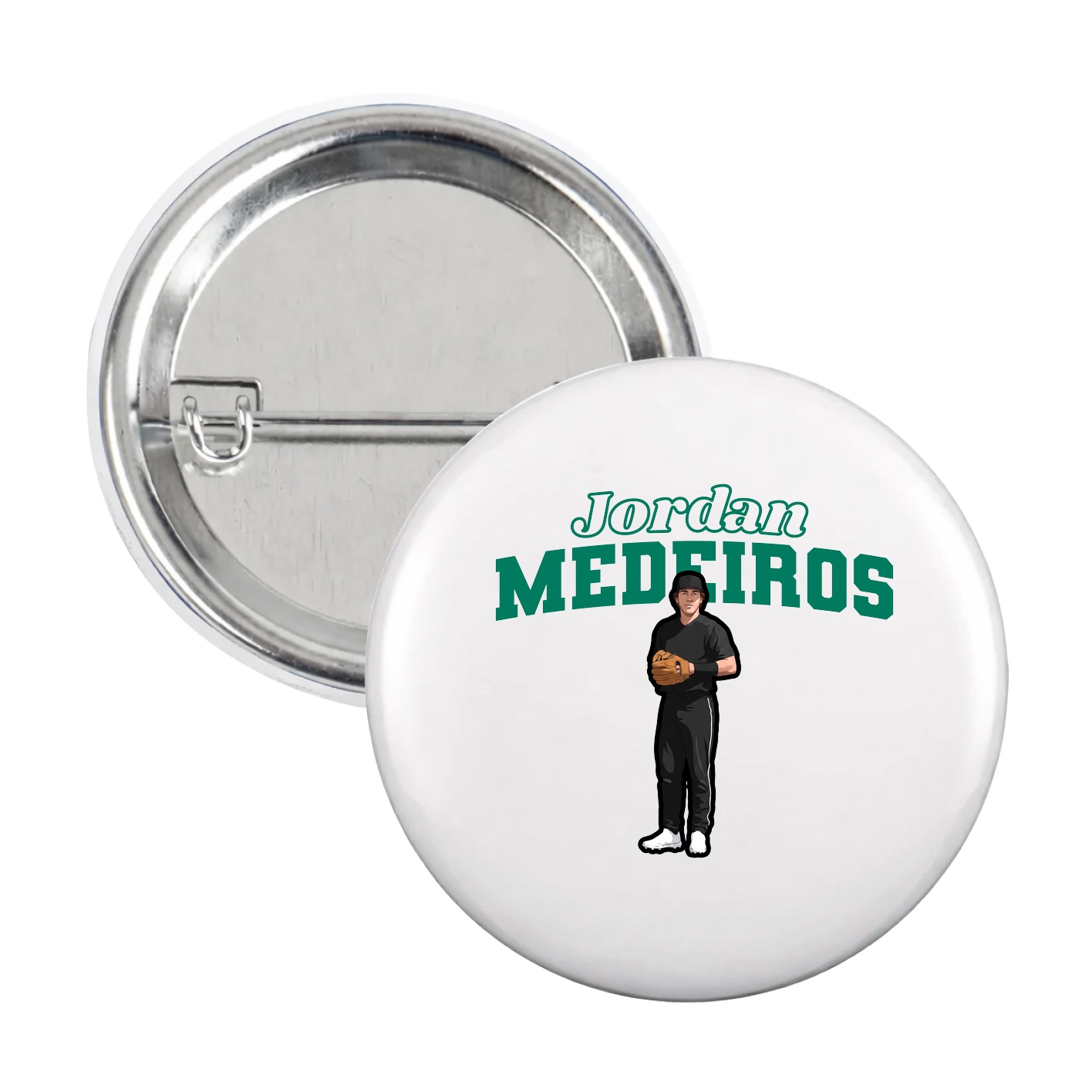 Game Day Button — Name Arch in White