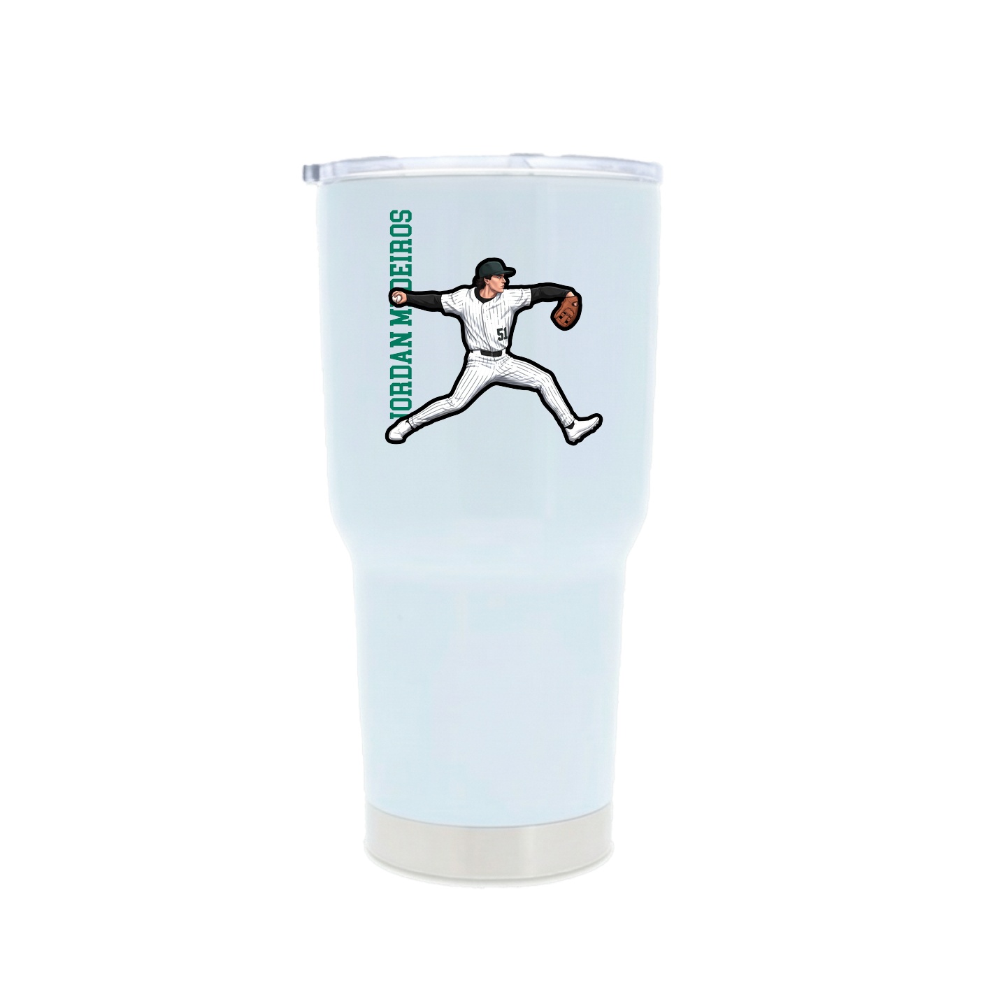 30oz Stainless Steel Tumbler — Name Vertical in White