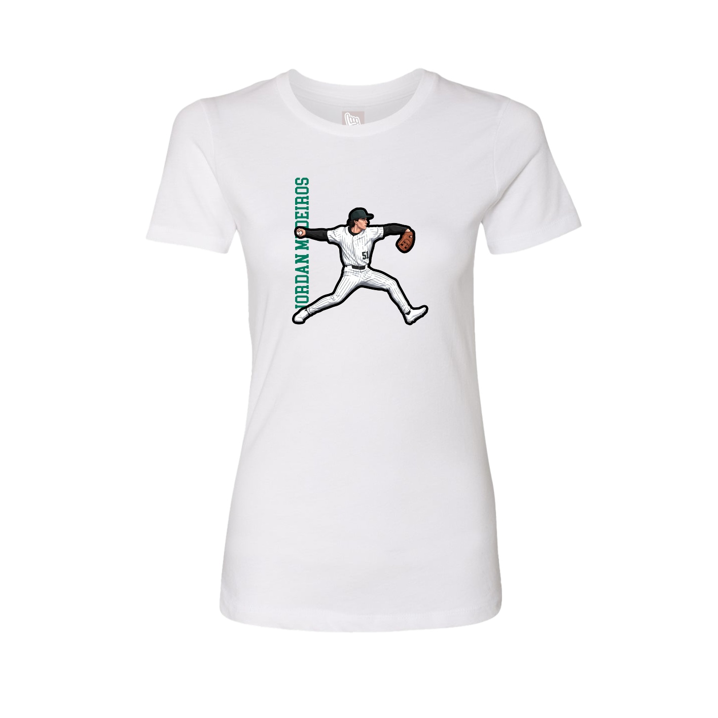 Fitted Women's Tee — Name Vertical in White