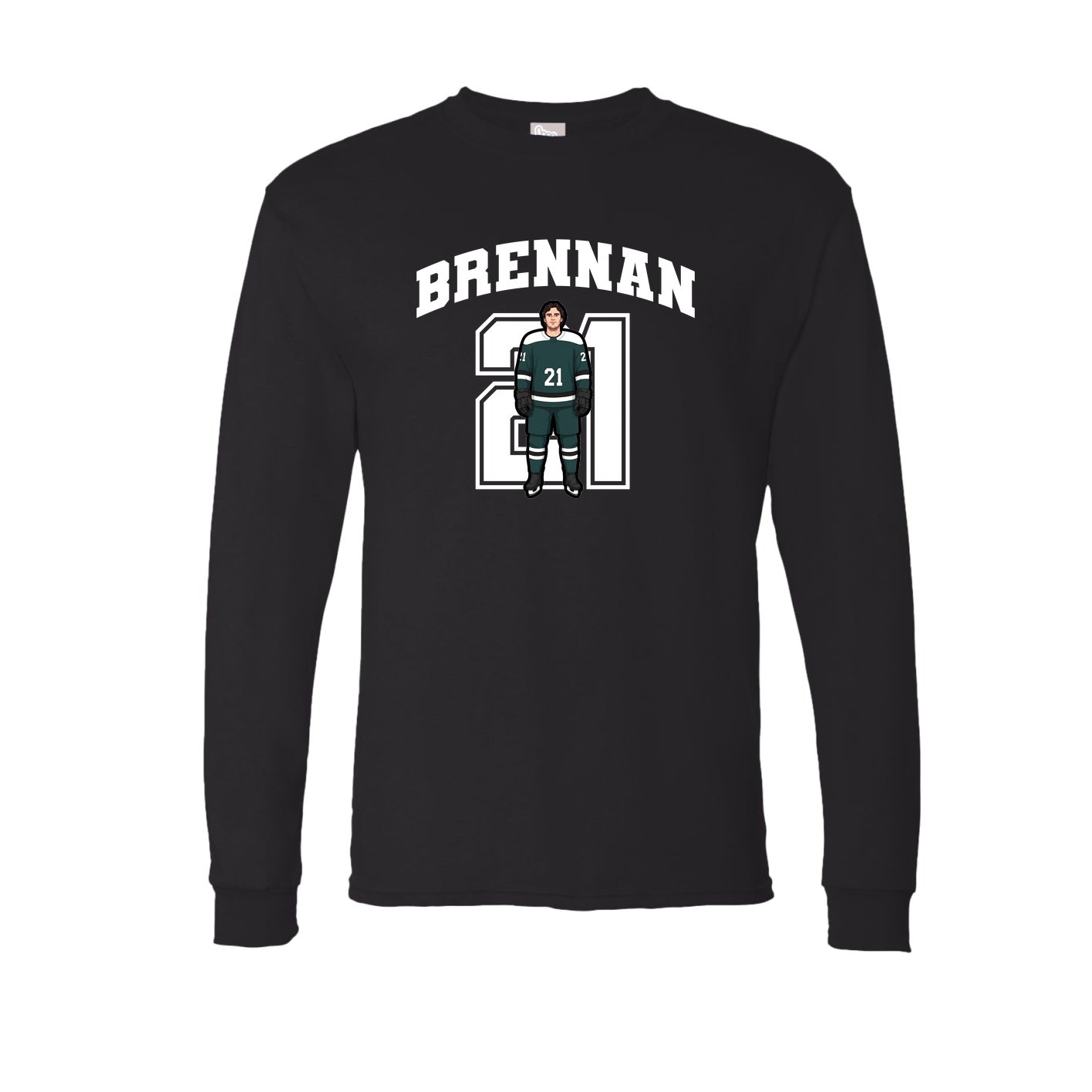 Long Sleeve Tee — Number in Black