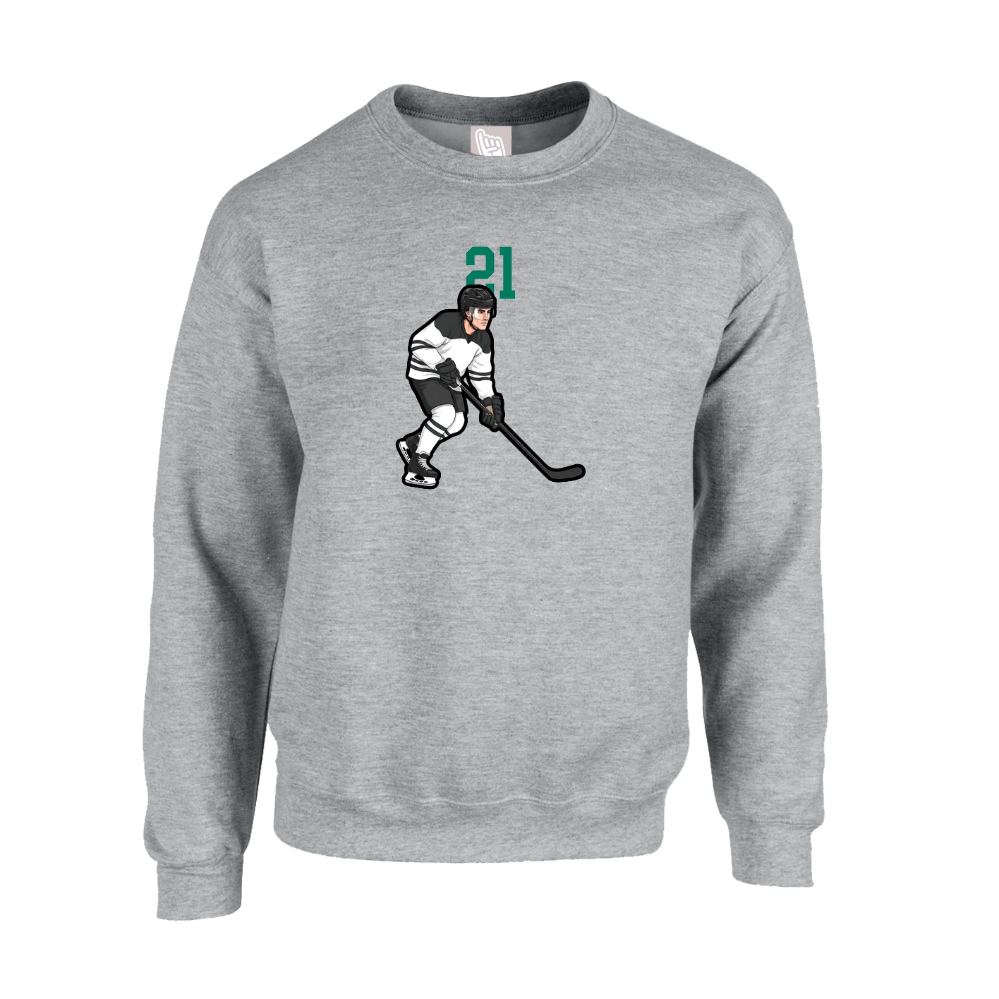 Fleece Crew — Number Top in Grey