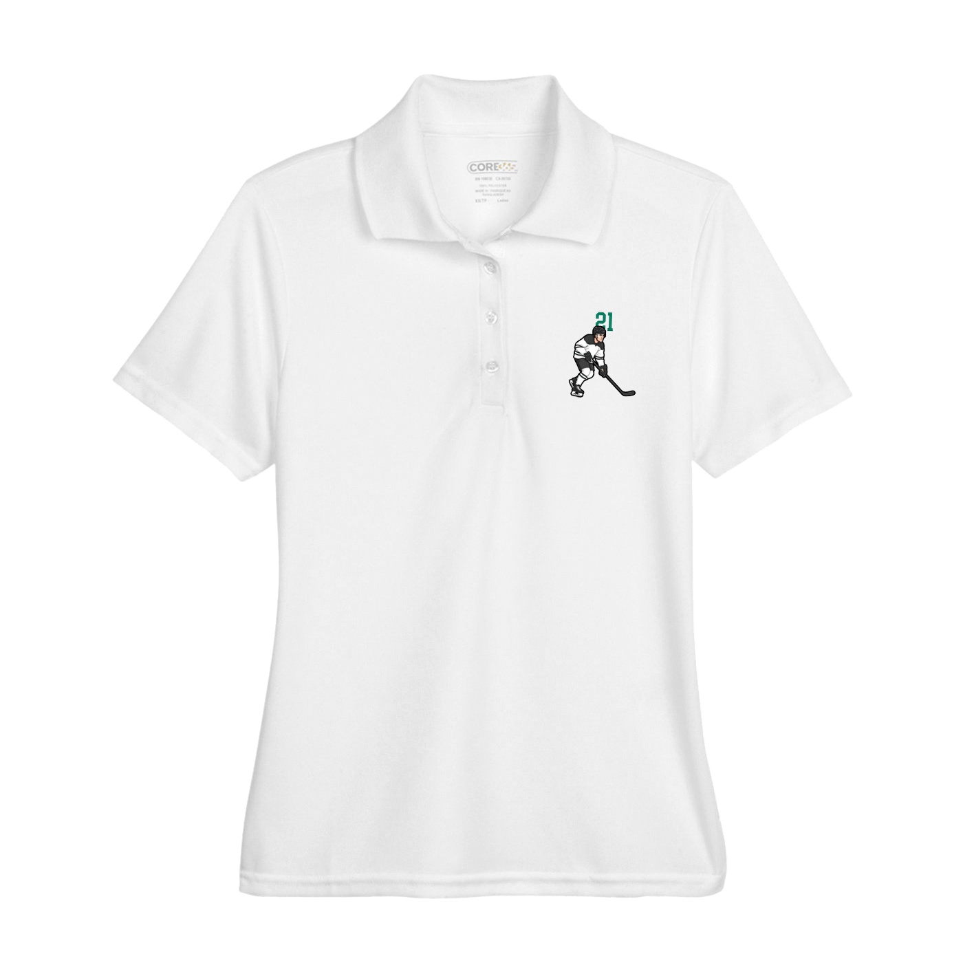 Womens Performance Polo — Number Top in White
