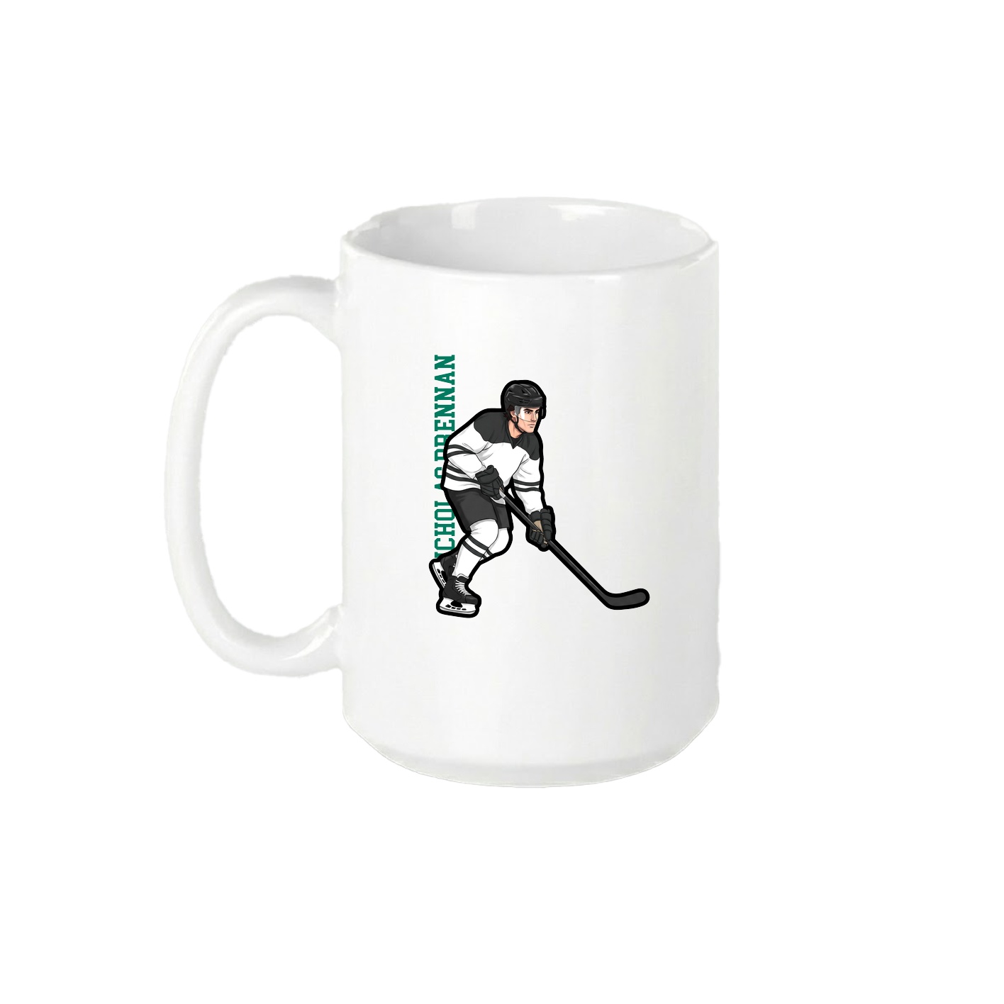 15oz Coffee Mug — Name Vertical in White