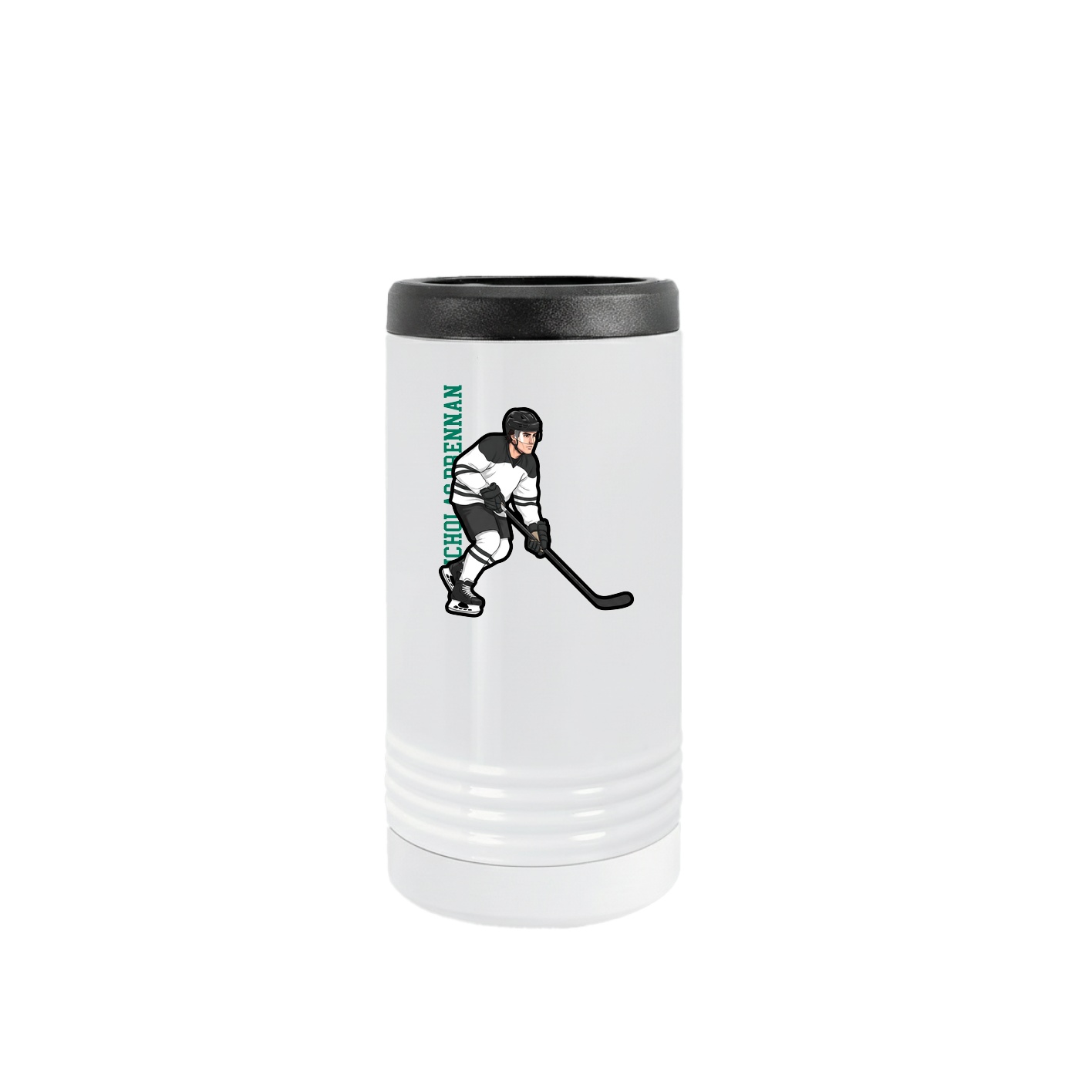Slim Beverage Holder — Name Vertical in White
