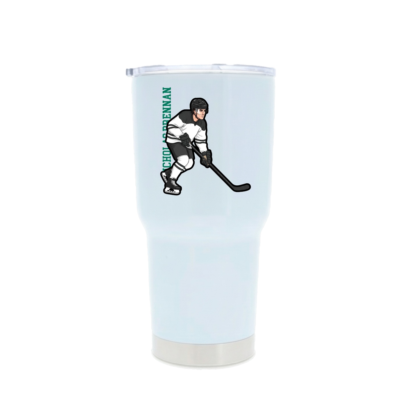 30oz Stainless Steel Tumbler — Name Vertical in White