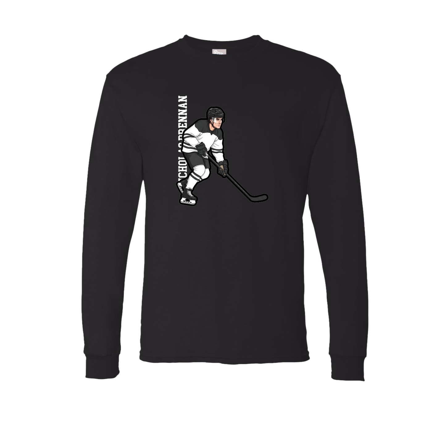 Long Sleeve Tee — Name Vertical in Black